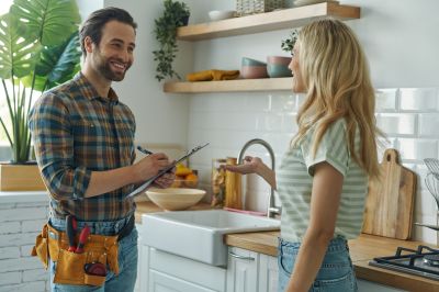 Plumber Working in Kitchen